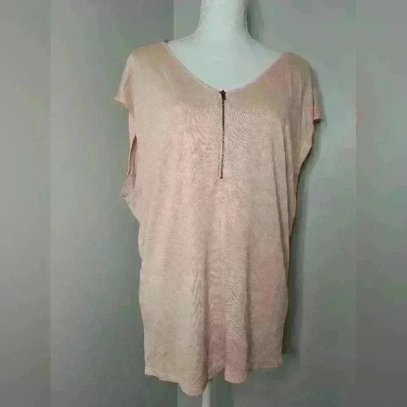 Forever21 Half Zip Blush Pink Top - Picture 1 of 6